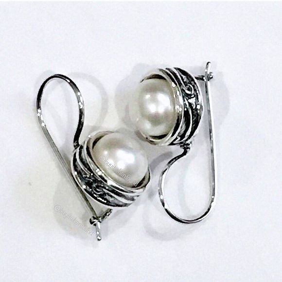 SILPADA Modern Fairytale Sterling Silver 925 Pearl Drop Earrings - Picture 6 of 12